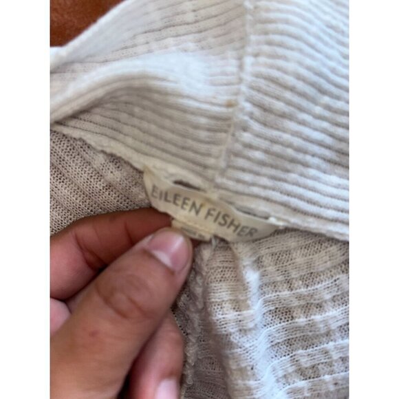Eileen Fisher Linen cotton Open Front Cardigan White Textured Knit Sweater Size - Picture 4 of 7